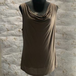 New York & Company Taupe Cowl Neck Tank Top  - Size L